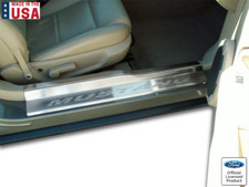 Pair 2 Brushed Script Logo Door Sill Scuff Plates For 2005-2009 Ford Mustang