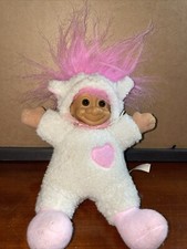 Vintage Russ Berrie Troll Fluffy Lamb Doll Pink Hair with Tag 7