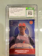 ARMANDO CRUZ 2021 ONYX GEMS BASEBALL SLABBED ON CARD AUTO /100 - CSG GRADED