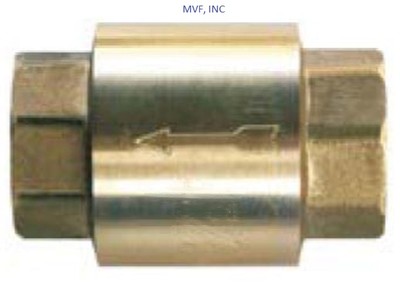 3/4'' NPT Inline Check Valve Brass Spring Loaded 200 psi SLCV075