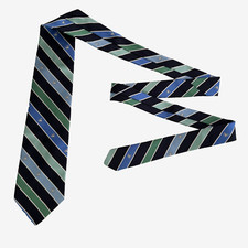 Brooks Brothers Makers Tie Men's Blue Striped Pure Silk Necktie Handmade In USA