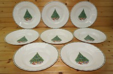 Salem Noel Christmas Tree Glass (8) Rim Soup or Cereal Bowls, 8 7/8"