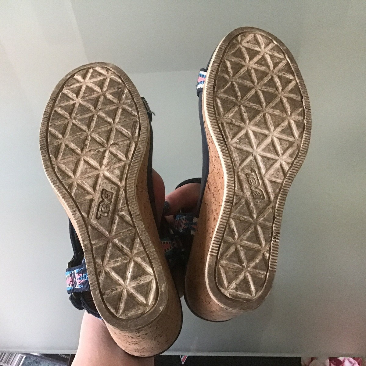 TEVA Arabelle Universal Navy Mosaic Cork Wedge Sandal Size EUC