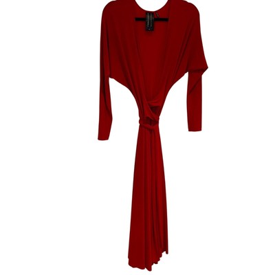 NEW KamaliKulture x Norma Kamali Red Dolman Sleeve Wrap Midi Dress Sz XS