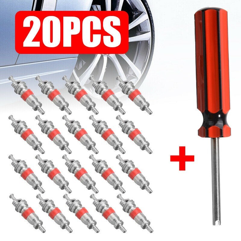Valve Core Removal Tool With 20 Cores For Car Bike Motorcycle Wheel