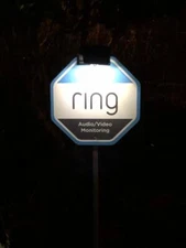 New Ring Security Yard Sign w/ 4 Decals & 2 Laminated Signs & a Solar Light 