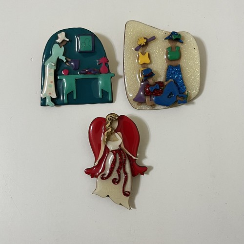 Lot De 3 Broches Vintage - Dont Plaqué Or, En Bon état Occasion