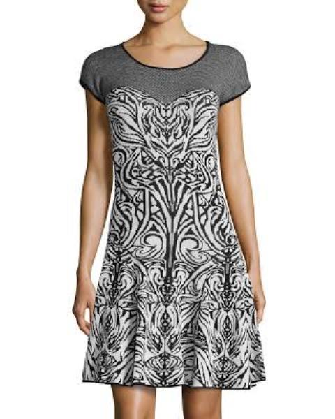 MAX EDITION Sweater Dress Fit & Flare Cap Sleeve Corset Black Ivory M | eBay