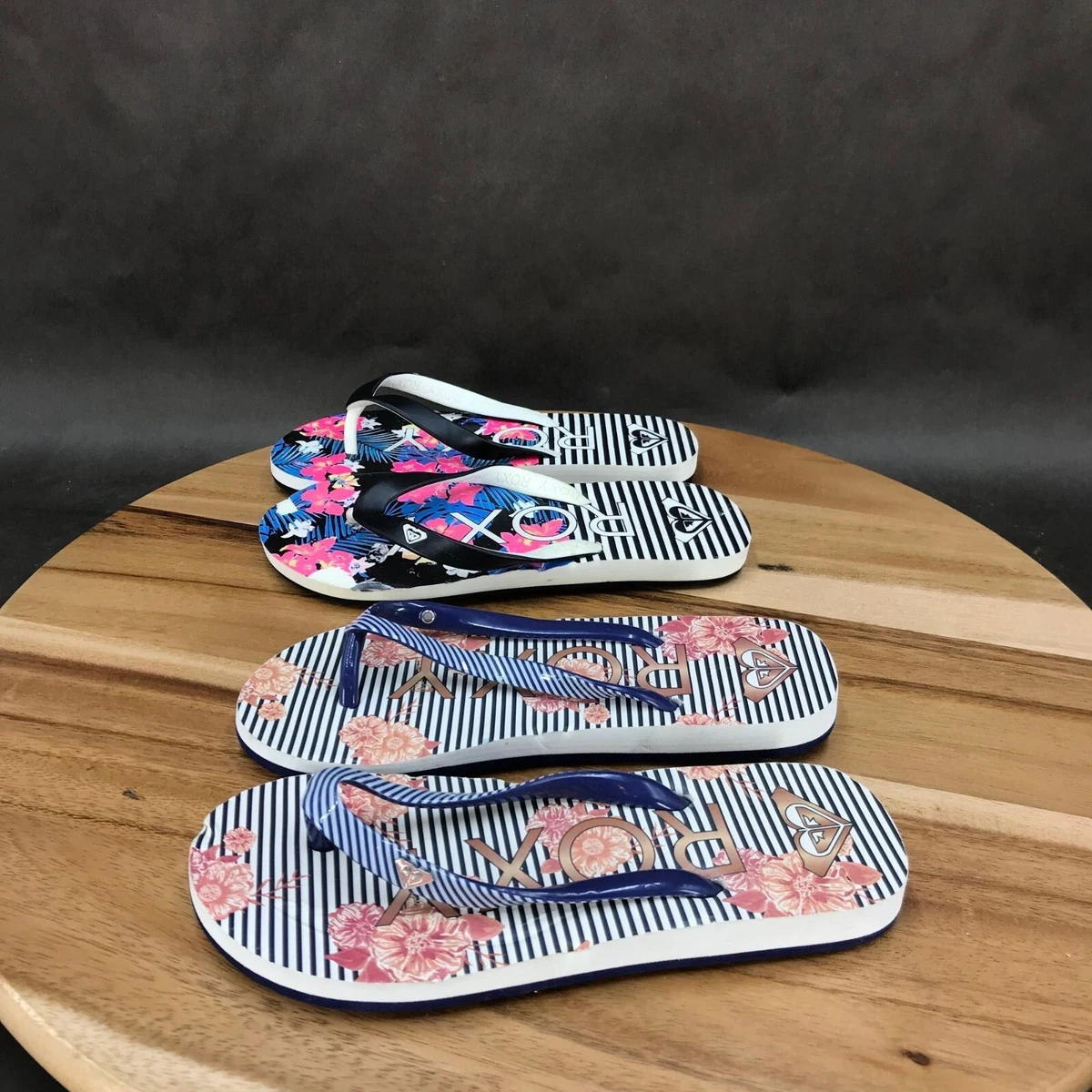 Roxy Multicolor Flip Flops Slip On Sandals 2 Pack Little Girls Size 1