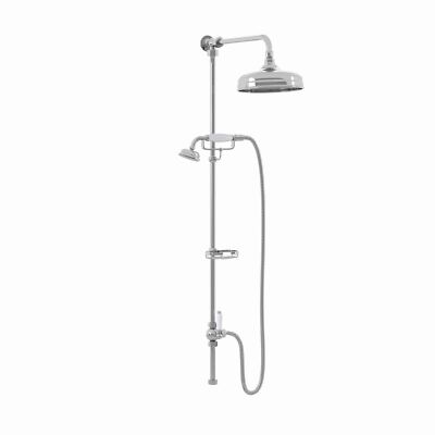 ENKI RG043 starre Duschaufsteigung Kit Umschaltseife Wasserdose weiß Chrom DOWNTON