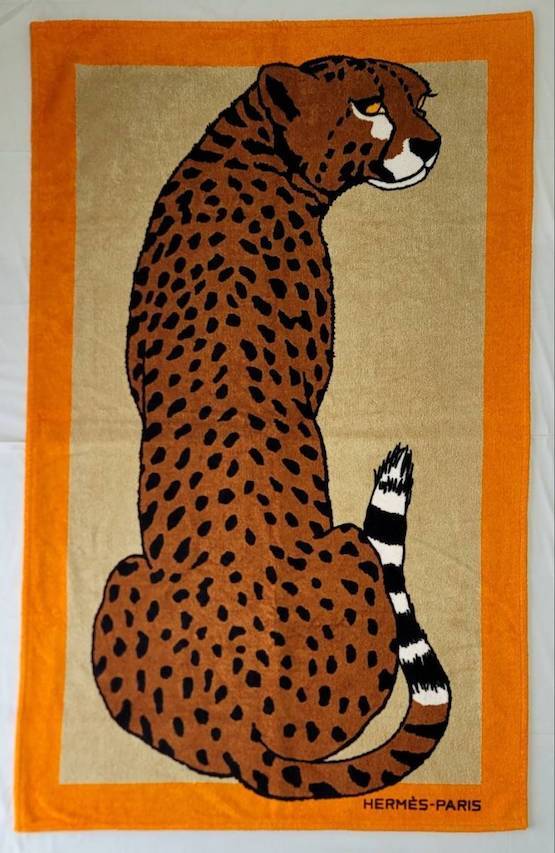 Hermes Beach Bath Towel Mat Leopard Animal Orange Beige Hermes Beach Bath Towel Mat Leopard Animal Orange Beige