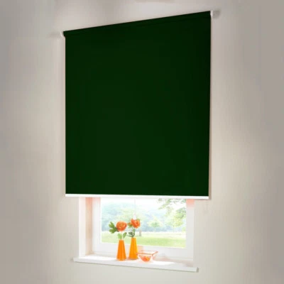Verdunkelungsrollo Mittelzugrollo Springrollo Rollo - Höhe 180 cm dunkelgrün - Bild 1 von 3