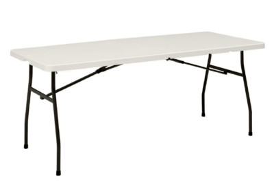 Mainstays White 6 Foot Fold-in-Half Plastic Table, Indoor Outdoor