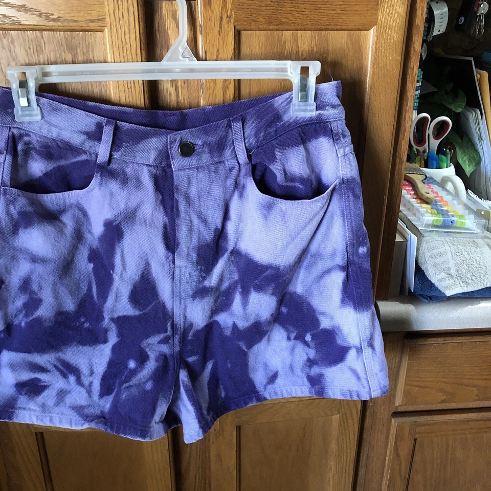 ASSEMBLY NEW YORK Womens Shorts Large High Waisted 100% Cotton Tie Dye Boho Chic - Image 4 of 4