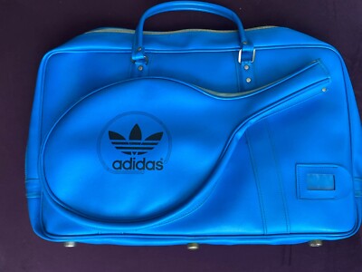 Vintage 1970s Adidas Trefoil Blue Faux Leather Tennis Racket