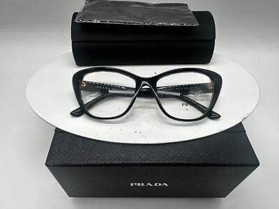 PRADA VPR04W-F 389-1O1 Italy Black Polished Designer Eyeglasses Frame 54-17-140