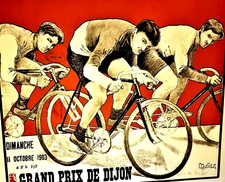 CYCLING Dijon Grand Prix ORIGINAL Stone LITHO SIGNED Ltd Edition FRANCIS PORTIER