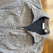 Chico's Women's Gray Jacket Zip Up Gray With Black Embroidery Sz 1