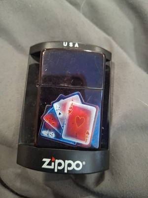 Vintage Smart Aces Flush Playing Cards Sapphire Zippo Lighter