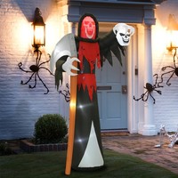 Outsunny Halloween-Dekoration 3,7 M Riesiger Sensenmann Mit Led-Beleuchtung
