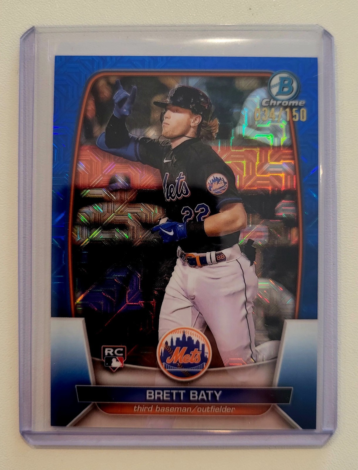 2023 Bowman - Brett Baty #80 Chrome Blue Mojo Refractor /150 (RC)