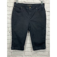 Chico's Platinum Crop Jean Capris Women's Size 1 S/8 Blue Cuffed Festive Beach