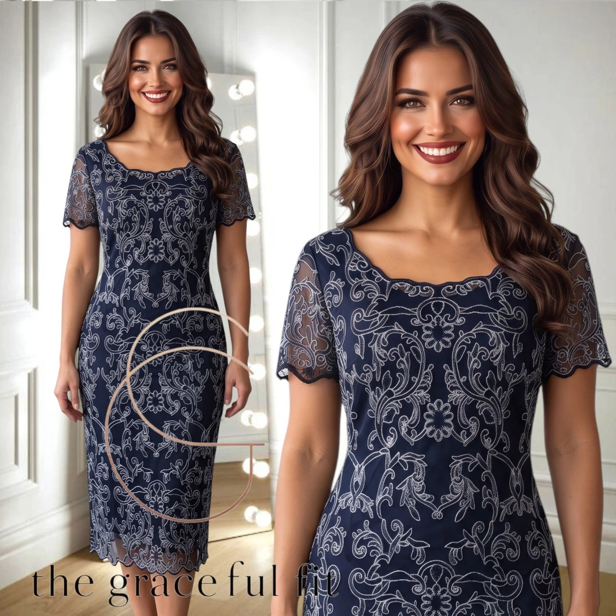phase eight winter dresses Women's for sale no:Z030160 generating up to 50% Couture Club 9G199 - COLOR:DK NAVY/PURE WHT MLT