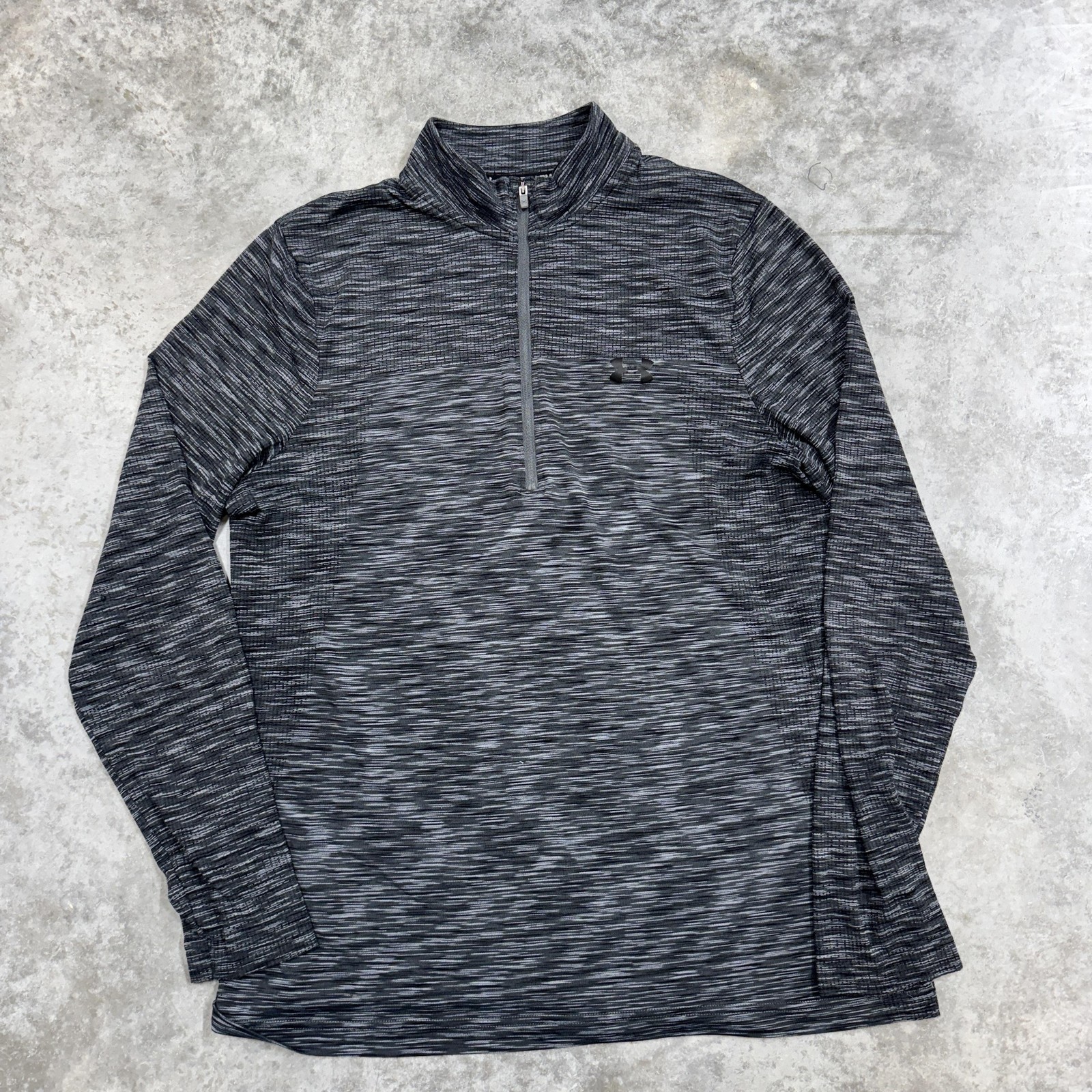 Under Armour Pullover Mens Large Gray Black Quarter Zip Fitted Shirt Athletic