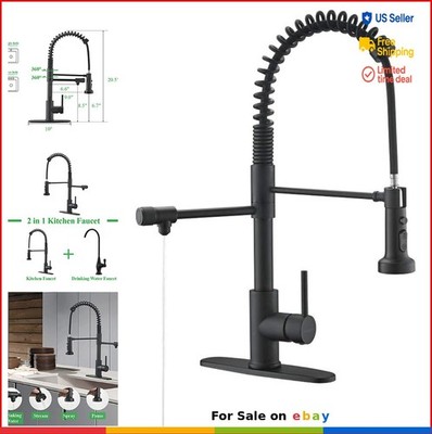 Drinking Water Faucet Pull Down Kitchen Sink Filter Faucet Matte Black