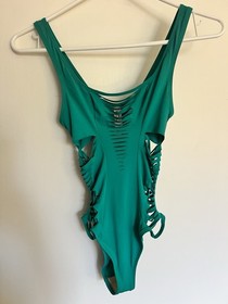 Agent Provocateur DAKOTTA Swimsuit GREEN One Piece Cut Out Slash Women&rsquo;s SIZE 2