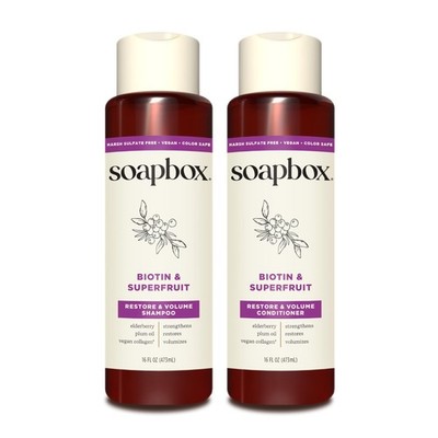 Biotin & Super Fruit Shampoo & Conditioner Set for Volume, 16oz