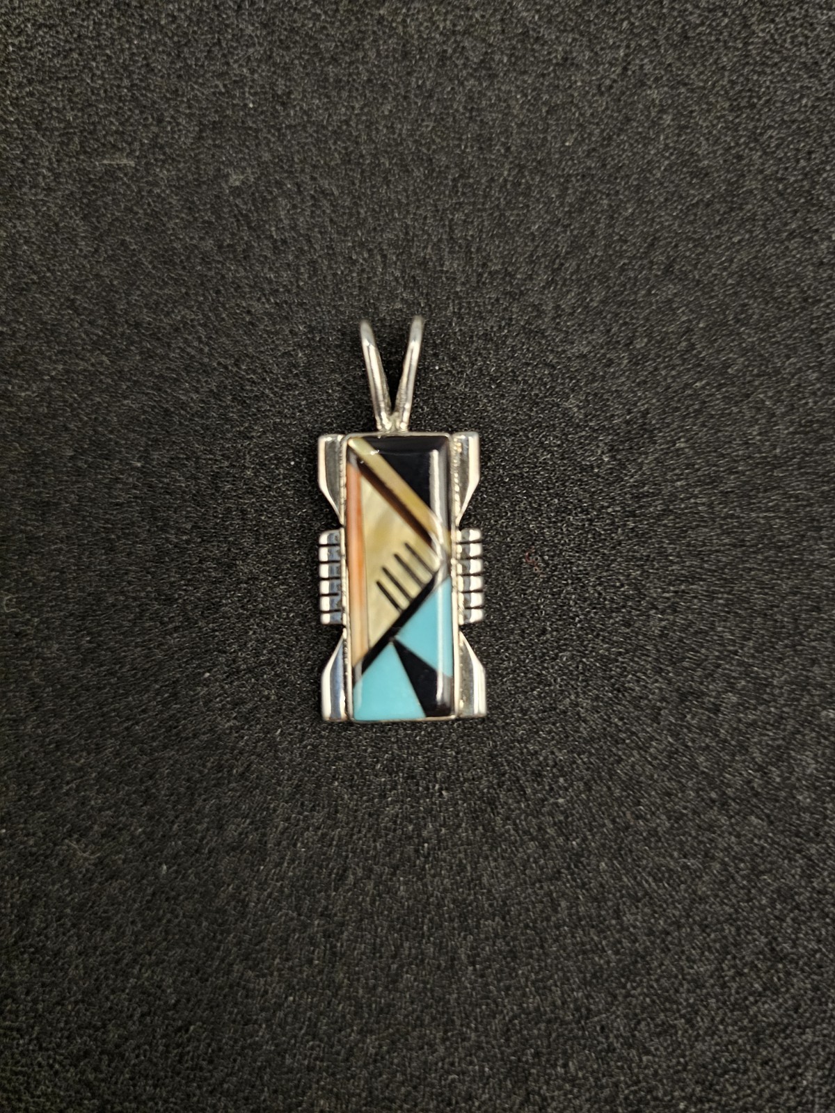 Native American Style Multicolor Inlay Sterling S… - image 2