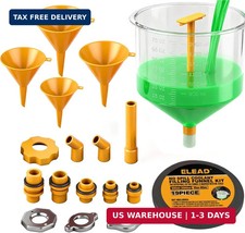 No-Spill Coolant Funnel Kit - 19-Piece Radiator Funnel Burping Kit, Coolant Blee
