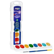 Prang Washable Watercolor Paint Set, 8 Metallic Colors with Brush, DIX80516
