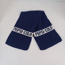 Vintage PEPSI-COLA Advertising Blue Winter Scarf 56" Long Pre 60s