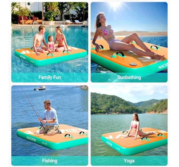 Inflatable Floating Dock 6x5FT Inflatable Dock Platform Mat with Ladder - Image 4 of 4
