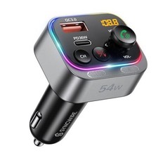 Bluetooth 5.4 FM Transmitter Car Adapter 54W PD 36W  18W  Stronger Silver