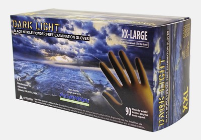 DLG679 Dark Light 9 mil Nitrile Powder Free Exam Gloves Black XX Large Box of 90