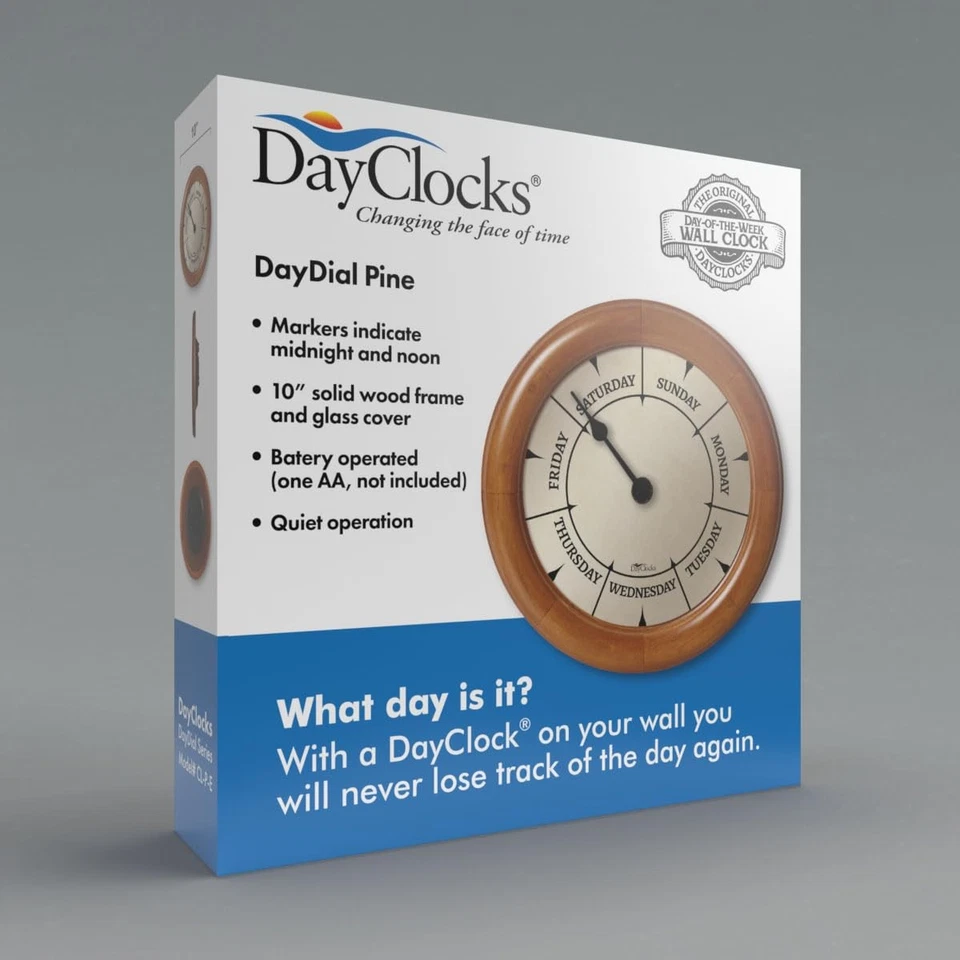 Day of The Week Wall Clock with Solid Wood Frame – Calendar Day Clock – Great... - Image 3 of 4