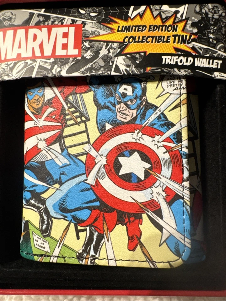 Marvel Captain America Collector Tin Trifold Wallet New - Image 2 of 4