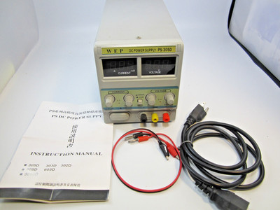 WEP DC POWER SUPPLY PS-305D 30V 5A ADJUSTABLE BENCH LAB SUPPLY
