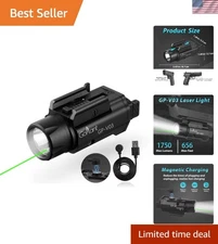1750 Lumen Tactical Laser Light Combo with Adjustable Rail & Magnetic Recharge