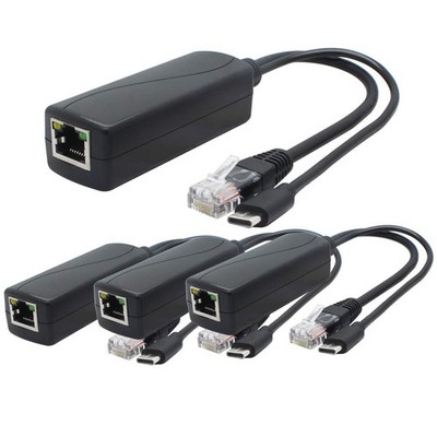 4-Pack 5V Gigabit PoE Splitter, USB Type C, 48V to 5V 2.4A Adaper, IEEE 802.3...