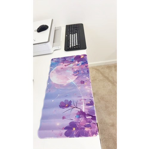 Grand tapis de souris gaming violet pastel à fleurs 23,6"x11,5" tapis antidérapant bureau à domicile - Photo 1/5
