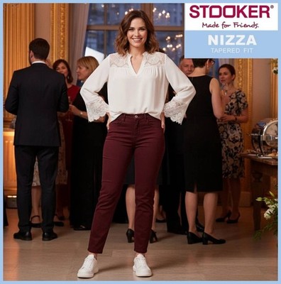 STOOKER NIZZA | dark bordeaux | Tapered Fit Style | DAMEN Denim Stretch Jeans