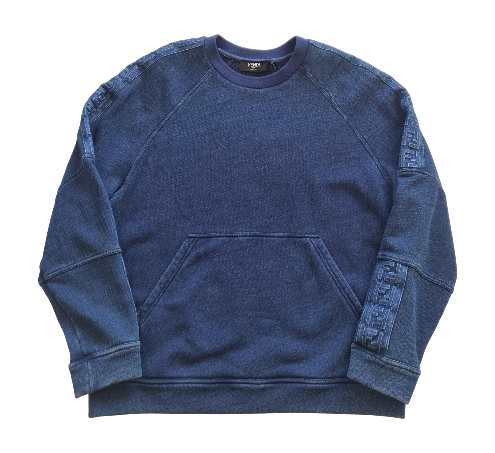 Джинсовое платье FENDI felpa girocollo из хлопка misto cotone uomo FPMGAB680, цвет деним, TG.L