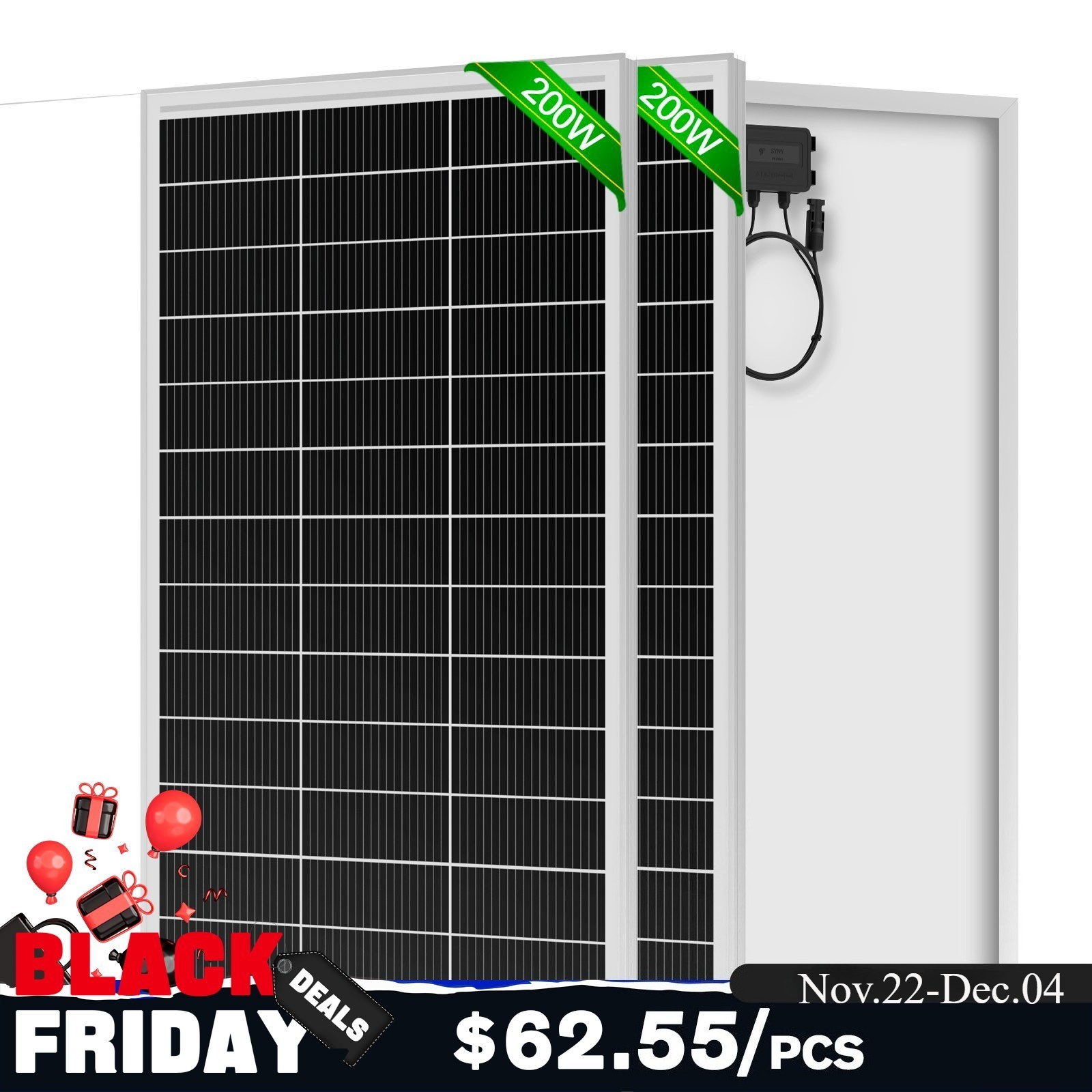 400W Solar Panel (200w*2) 12V Battery Charge RV Car Marine Home Off-Grid Charger