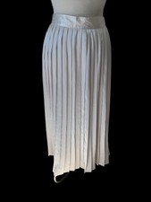 Vintage Halston III Satin Pleated Skirt Sz 10 Ivory Off White Back Zip