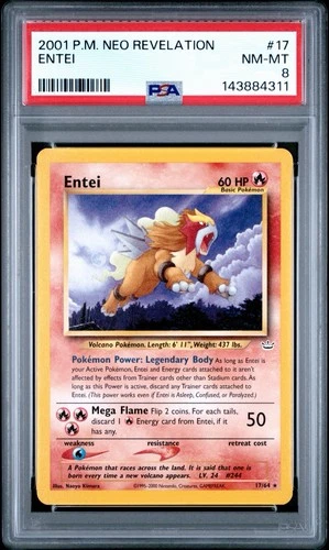 2001 POKEMON NEO REVELATION #17 ENTEI 🔥📈PSA 8
