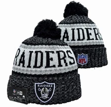 New Era Las Vegas Raiders On-Field NFL Team PomKnit Beanie Cap Hat Authentic GG
